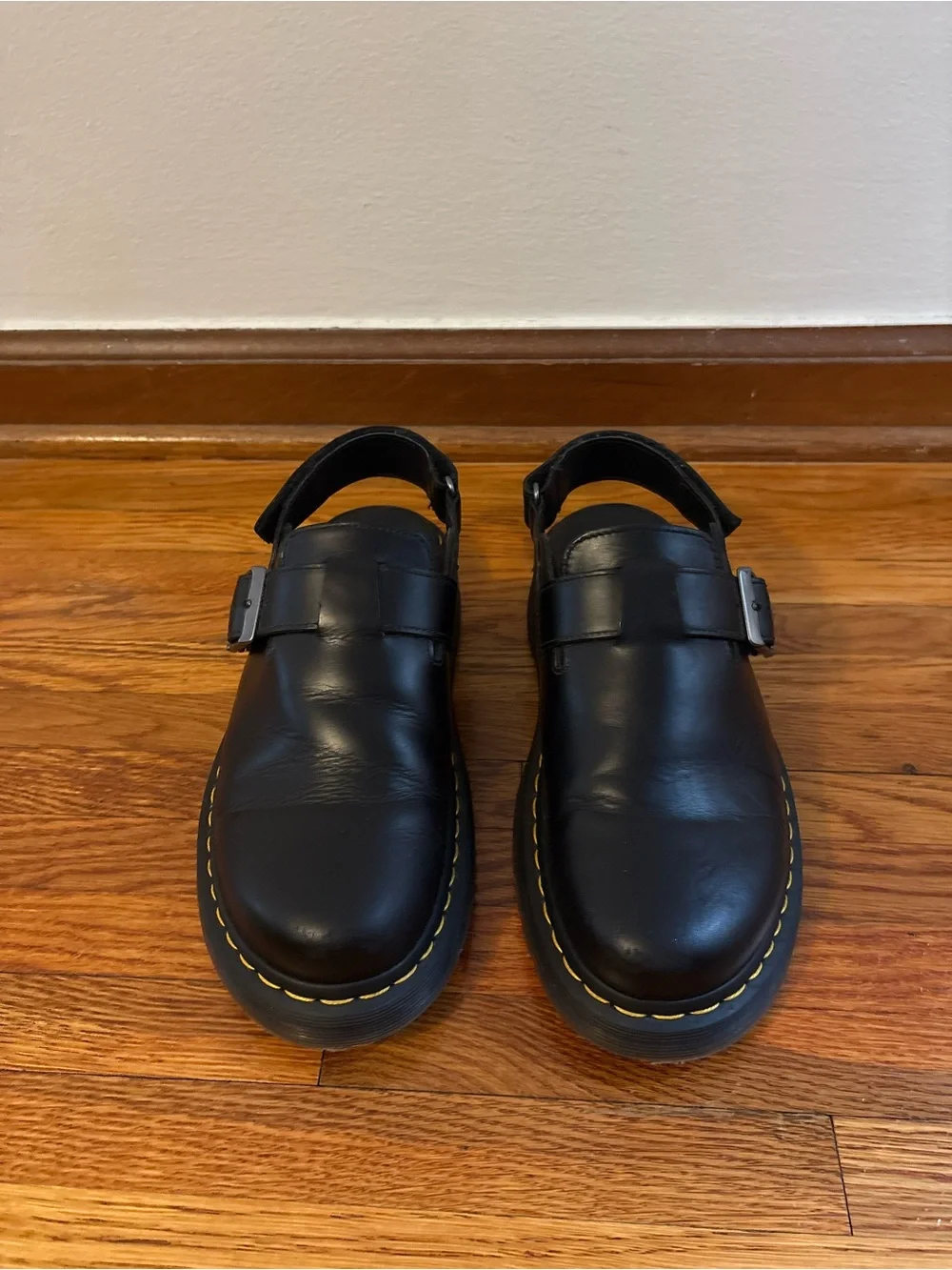 Doc Martens Black Leather Shoes With Straps (size 10M)